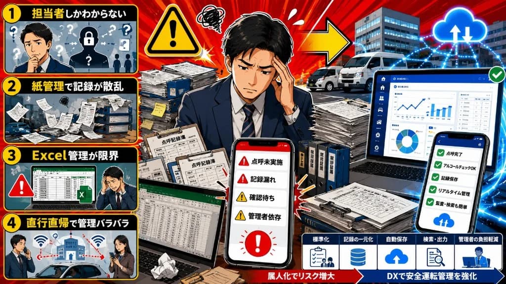 点呼業務が属人化する原因とは？現場で起きる問題と解決策を解説 サムネイル