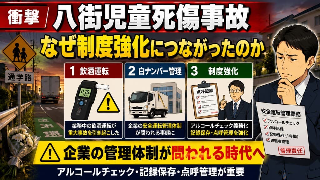 八街児童死傷事故とは？安全運転管理者のアルコールチェック義務化につながった背景を解説｜安全運転管理者向け解説記事カバー画像