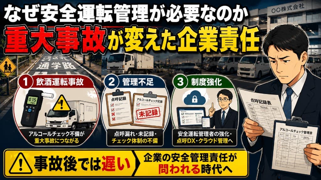 なぜ安全運転管理が重要なのか?企業責任が問われた重大事故から学ぶべきこと|安全運転管理者向け解説記事カバー画像