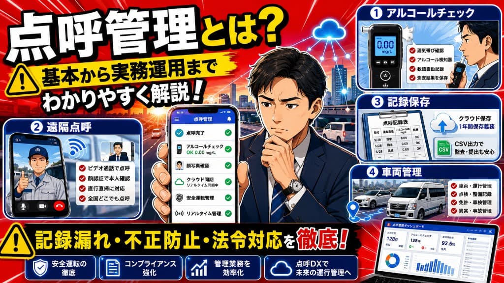 点呼管理とは?基本から実務運用・法令対応までわかりやすく解説 サムネイル